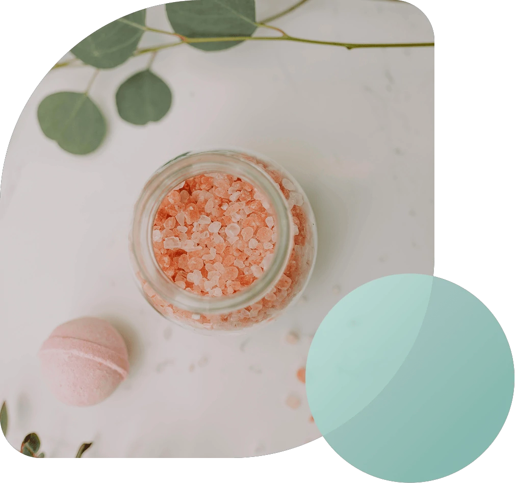 Himalayan salt arranged in a calming salt therapy environment.